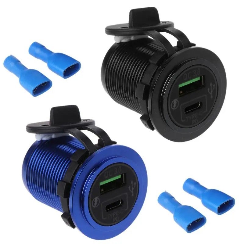 Bluejw 48W Dual USB Car Charger, QC3.0 18W & USB C PD 30W Fast Charging Adapter, 12-24V Automobile Charger Socket for Bus, Motorcycle, Boat - Image 4